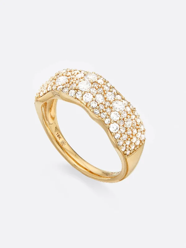 Elegant Jewelry, Affordable Luxury – Shop Now Golden Waves Pavé Diamond Band Ring