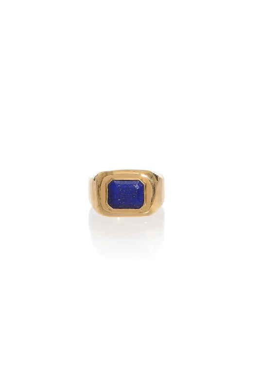 Handcrafted Jewelry Sale – Unique Designs At Low Prices Large Ring in 18k Gold & Lapis Stone