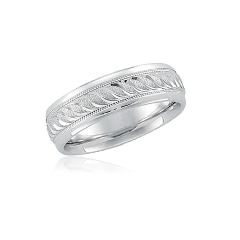 6mm, 14K White Gold, Unisex Designer Comfort Fit Band