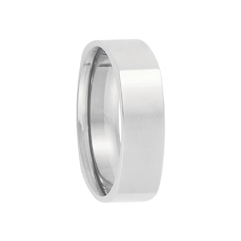 6mm Square Comfort Fit Polished Band in 14k White Gold