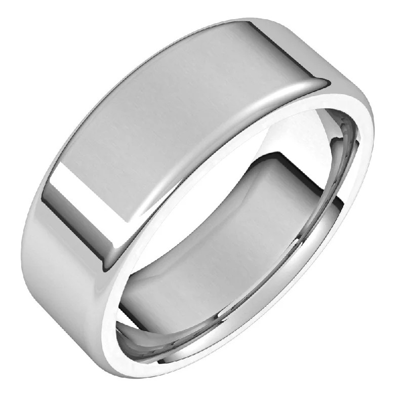 7mm 10K White Gold Polished Round Edge Comfort Fit Flat Band