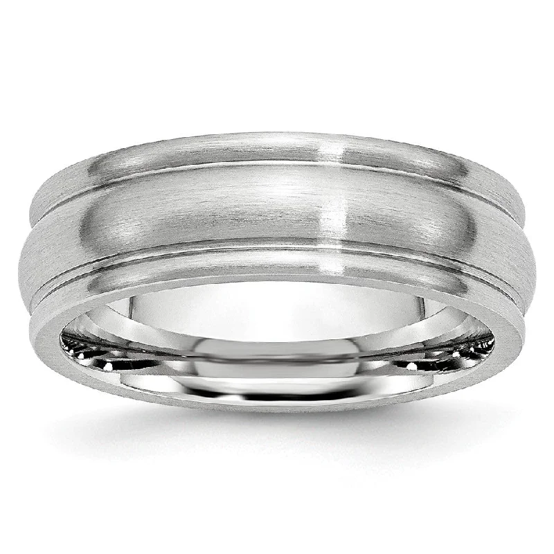 7mm Cobalt Satin & Polished Rounded Edge Comfort Fit Band