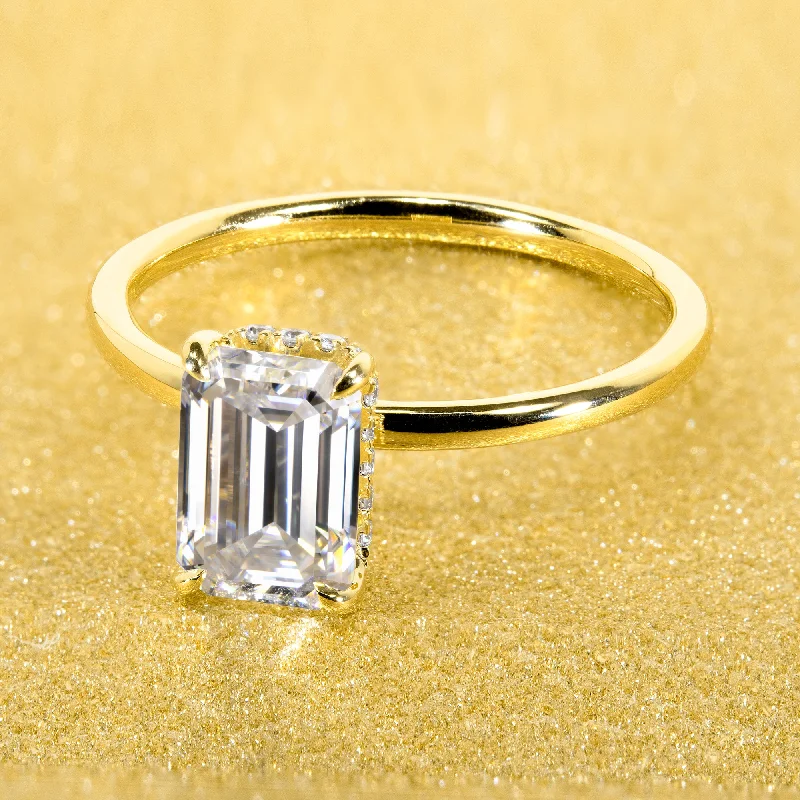 The Ariela, 1.5ct Elongated Emerald-cut Hidden Eternity Halo Ring