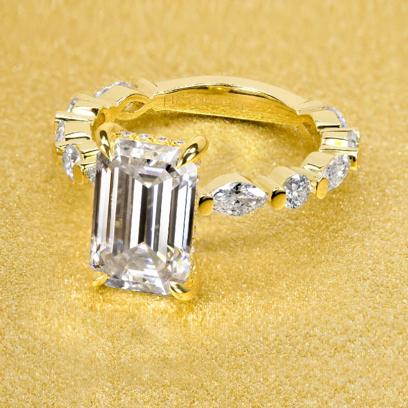 The Grace, 3ct Elongated Emerald-cut Hidden Halo Floating Ring