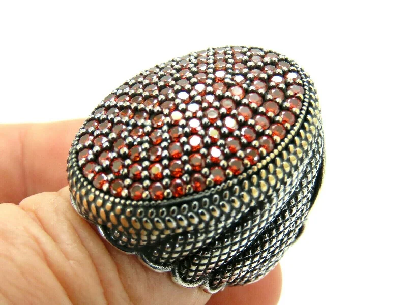 Turkish Handmade Jewelry 925 Sterling Silver Ruby Stone Men's Ring