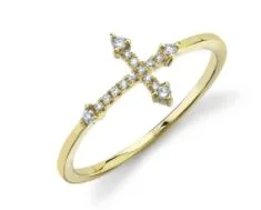 Dainty Floral Jewelry For Feminine Elegance 0.09CT DIAMOND CROSS RING