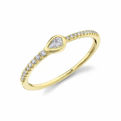 Personalized Engraved Jewelry For Meaningful Gifts 0.17CT DIAMOND PEAR RING