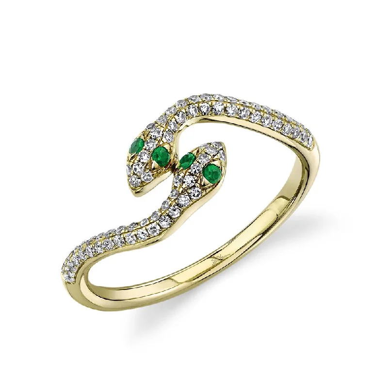 Get The Best Deals On Timeless Jewelry Pieces 0.24CT DIAMOND & 0.05CT EMERALD SNAKE RING