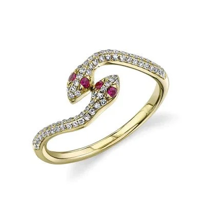 Exclusive Jewelry Bundles At Discounted Prices 0.24CT DIAMOND & 0.05CT RUBY SNAKE RING