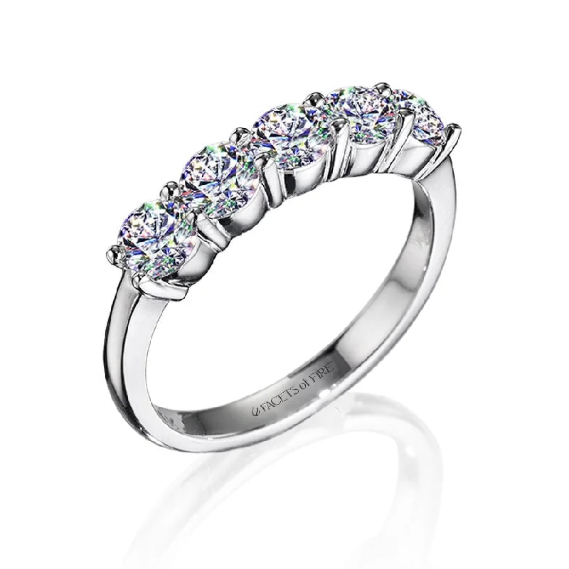 Make Every Moment Shine – Jewelry Discounts Available 14KWG 0.50CTW FACETS OF FIRE ROUND DIAMOND 5 STONE BAND