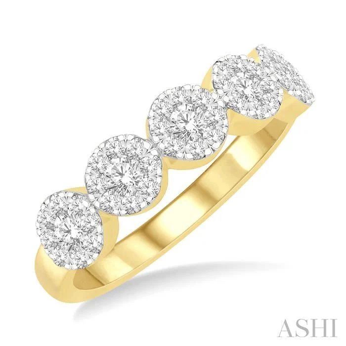 Luxury Jewelry Now At Special Promotional Rates ROUND SHAPE 5 STONE LOVEBRIGHT ESSENTIAL DIAMOND WEDDING BAND