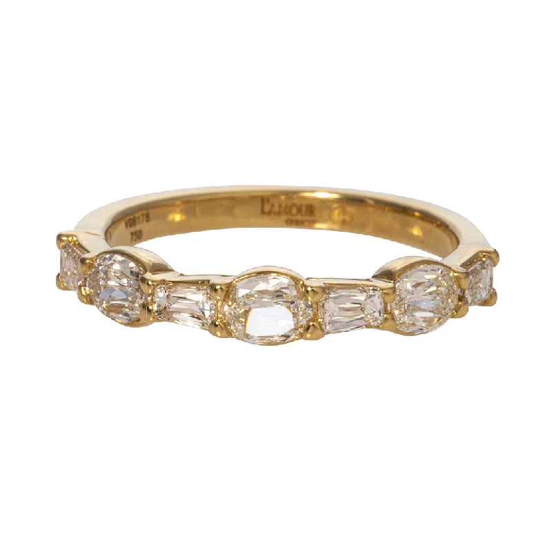 Shop High-Quality Jewelry At Jaw-Dropping Discounts .94ctw L’Amour Crisscut Oval & Baguette Diamond 7-Stone Band