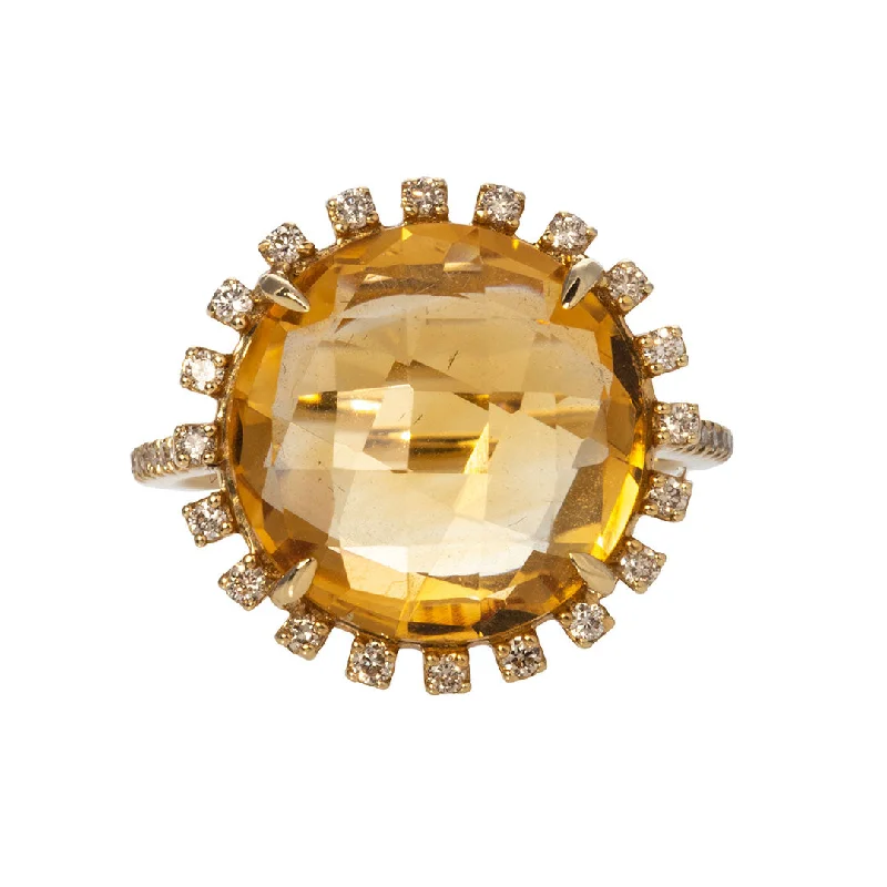 Exclusive Gemstone Jewelry Markdowns – Shop Now Citrine & Diamond Halo 18K Yellow Gold Ring