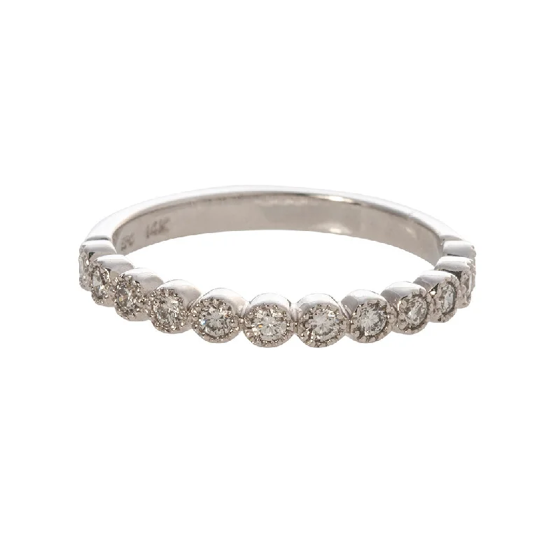 The Biggest Jewelry Sale Of The Year Is Here .26ct Diamond Bezel Milgrain 14K White Gold Halfway Band