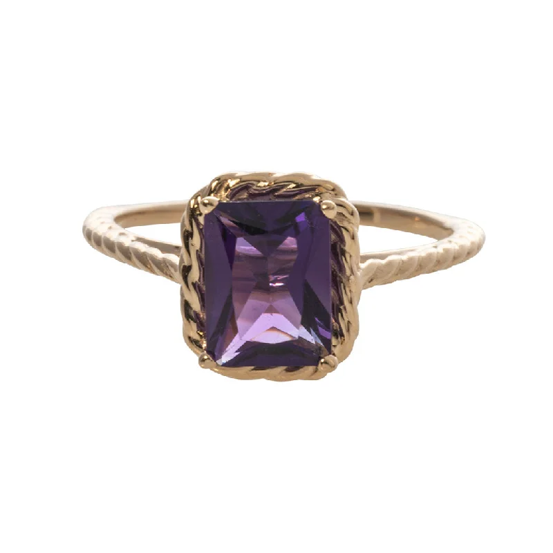 The Ultimate Jewelry Sale – Shop Premium Styles Emerald-Cut Amethyst 14K Yellow Gold Rope Ring