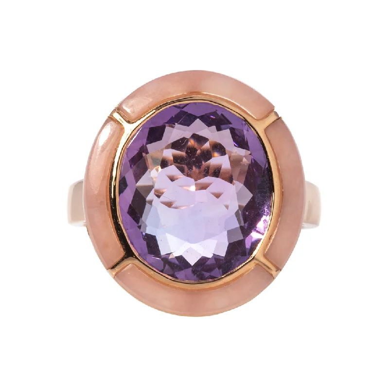 The Jewelry Sale You've Been Waiting For Is Here Goshwara Oval Light Amethyst & Pink Opal Inlay 18K Gold Ring