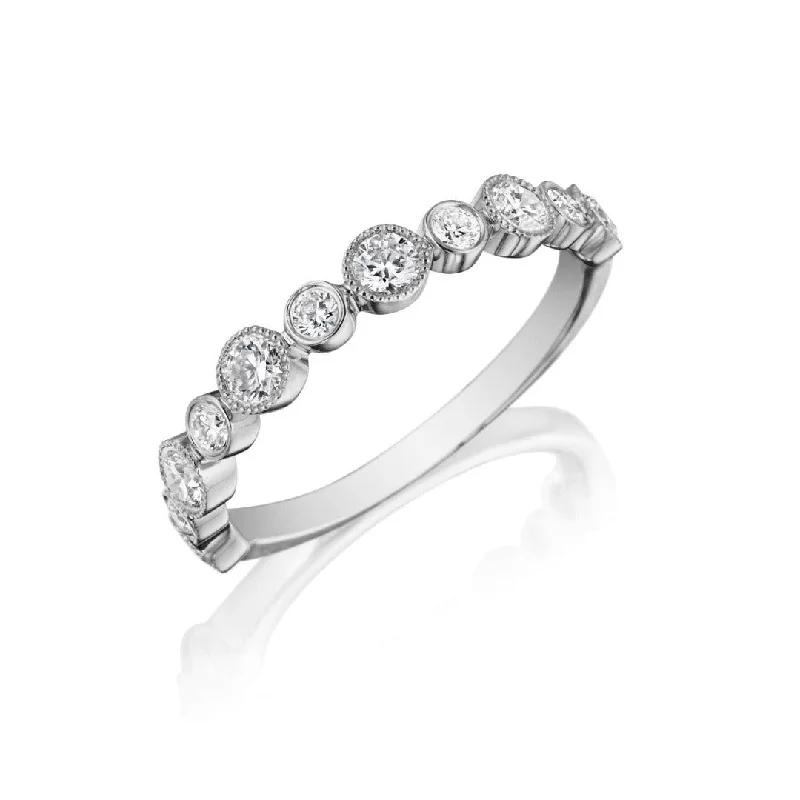 Shop Modern Jewelry Collections With Exclusive Discounts Diamond Bezel Milgrain 14K White Gold Halfway Band