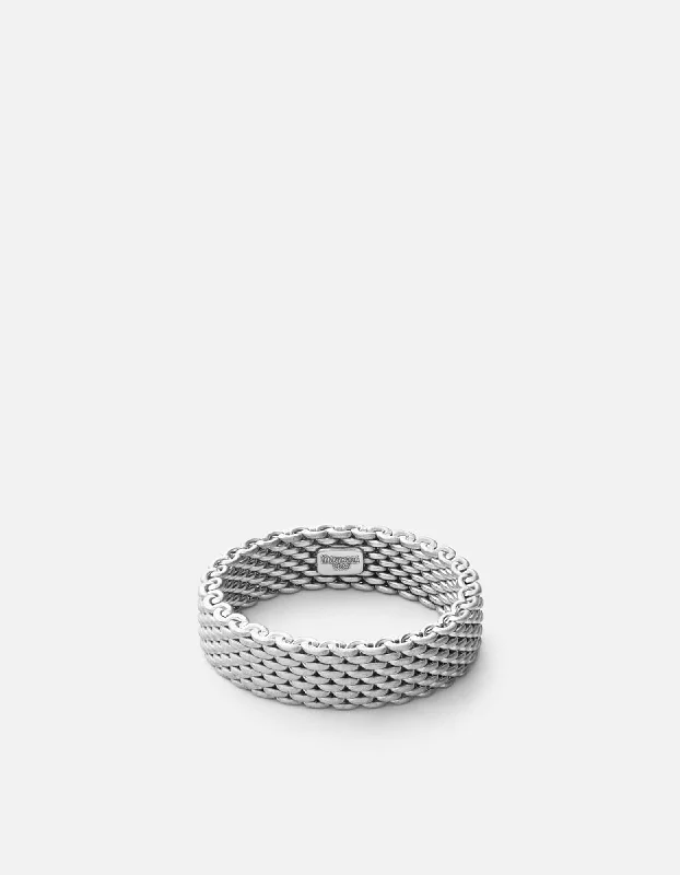 Classic And Modern Jewelry Styles On Sale Moore Mesh Ring, Sterling Silver