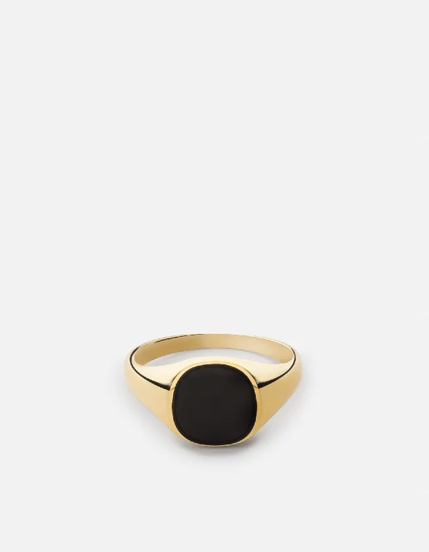 Premium Jewelry At Promotional Prices – Shine Today Olympus Signet Ring, Gold Vermeil/Black