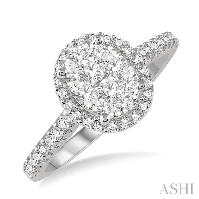 Glamorous Jewelry, Glamorous Deals – Shop Now OVAL SHAPE HALO LOVEBRIGHT ESSENTIAL DIAMOND ENGAGEMENT RING