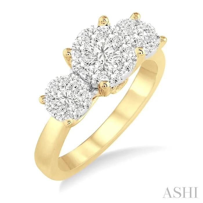 Must-Have Jewelry At Irresistible Discounts ROUND SHAPE PAST PRESENT & FUTURE LOVEBRIGHT ESSENTIAL DIAMOND ENGAGEMENT RING