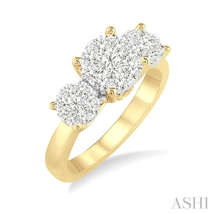 Chic And Stylish Jewelry At Discounted Prices ROUND SHAPE PAST PRESENT & FUTURE LOVEBRIGHT ESSENTIAL DIAMOND ENGAGEMENT RING