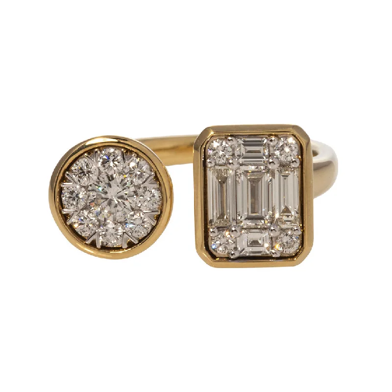 Limited Stock On Premium Jewelry At Low Prices Round & Emerald-Cut Diamond Illusion 18K Gold Toi et Moi Ring