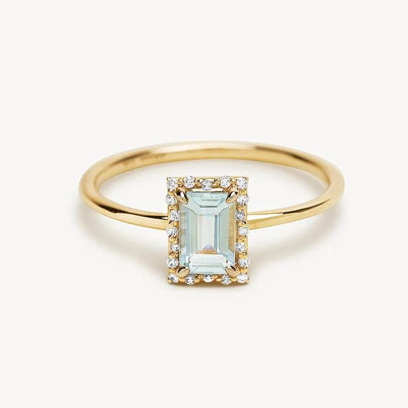 Romantic Heart-Shaped Jewelry For Special Gifts Starry Frame Aquamarine Ring