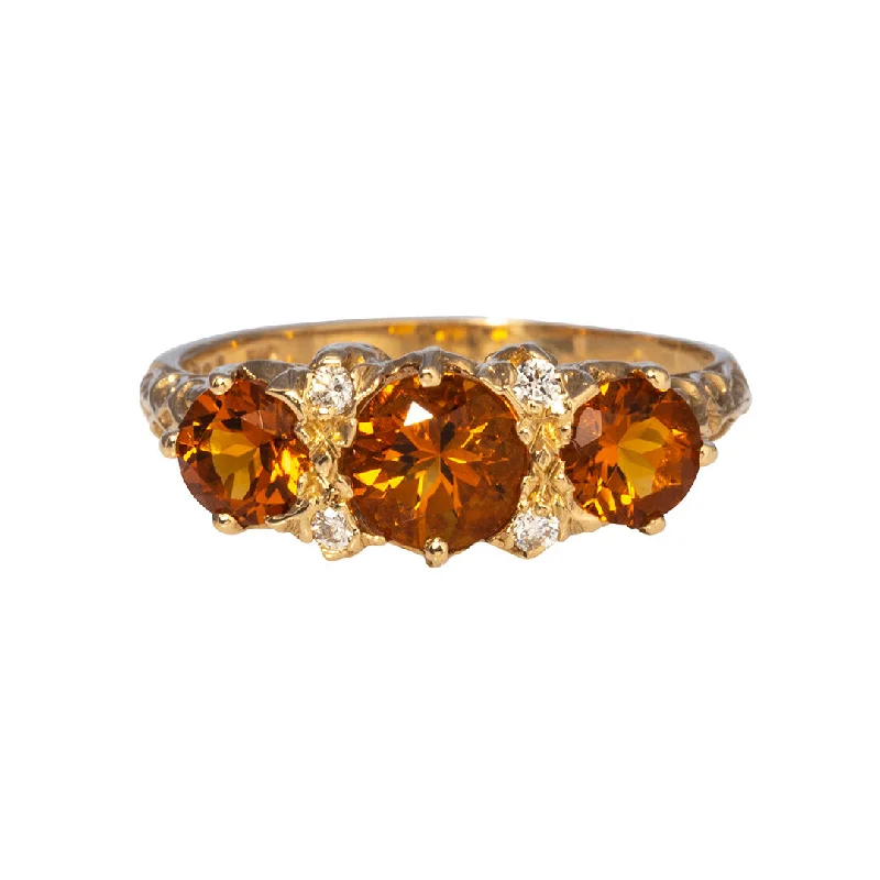 The Perfect Accessory For Less – Jewelry Sale Live Three Stone Round Citrine & Diamond 14K Yellow Gold Ring