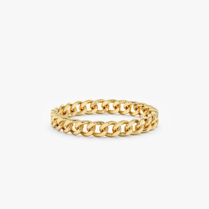 Seasonal Jewelry Deals – Elevate Your Style 14k Gold Cuban Chain Ring - 3 mm, Mira