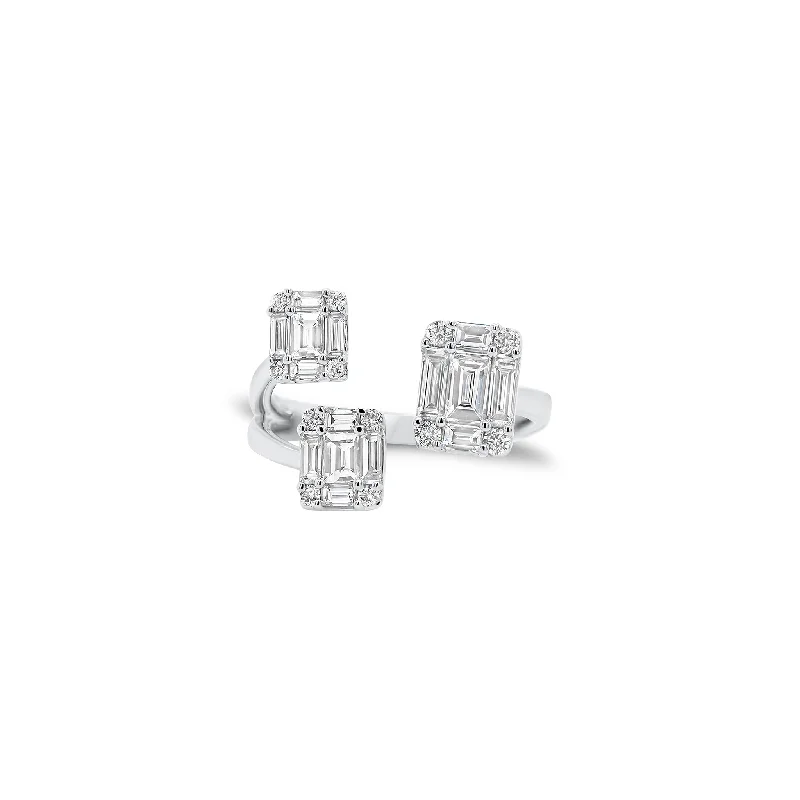 Exclusive Jewelry Discounts – Shop Now For Savings Emerald Cut Diamond Illusion Trio Open Ring