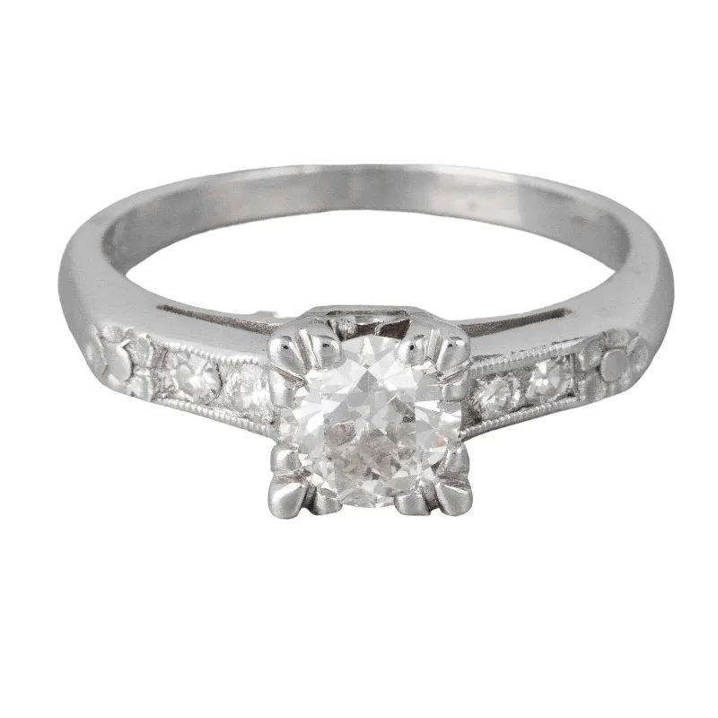 Bestselling Jewelry At Special Promotional Rates Antique Art Deco 14k White Gold Diamond Bridal Engagement Ring 0.85ctw