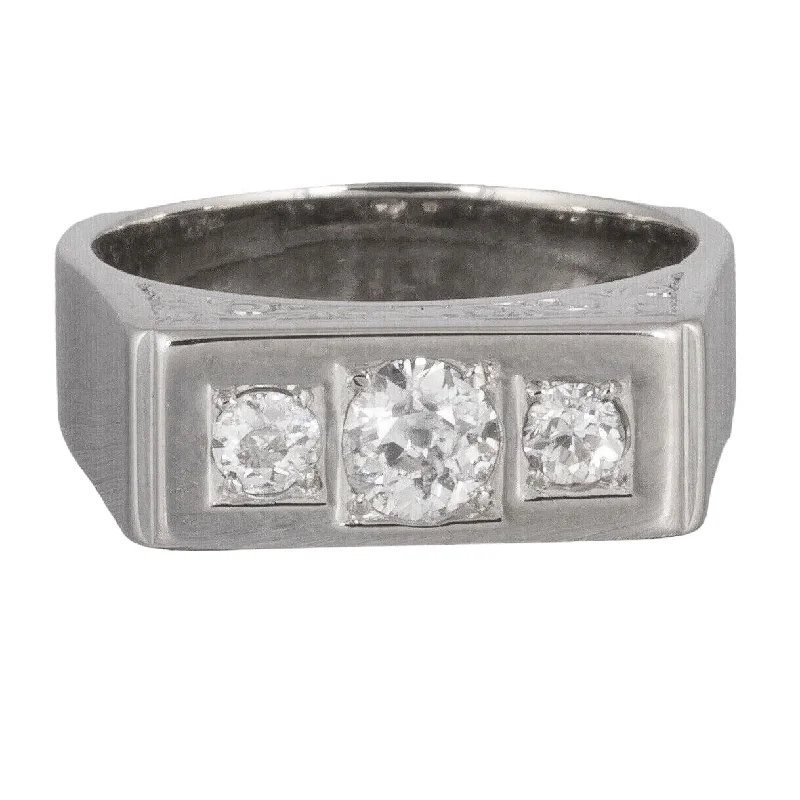 Shine Without Limits – Jewelry Sale Happening Now Antique Art Deco 14k White Gold Three Stone Engraved Diamond Ring 0.75ctw sz7.25