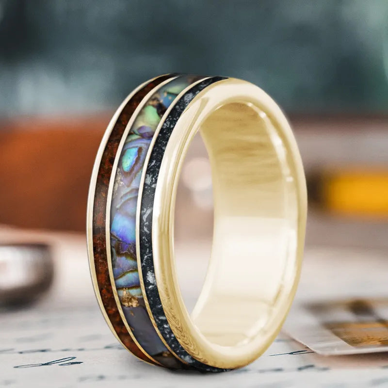 Buy More, Save More – Special Jewelry Discounts Custom Design - 3-Inlay Wide Center Ring h5SemM-Vzchxv_nT-XD6ADbx