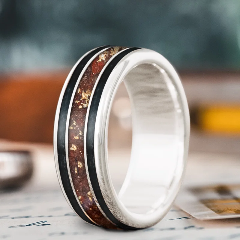 Grab Your Dream Jewelry At The Lowest Prices Custom Design - 3-Inlay Wide Center Ring O0lrycnOCnUo7Z6nmDOiGpEm