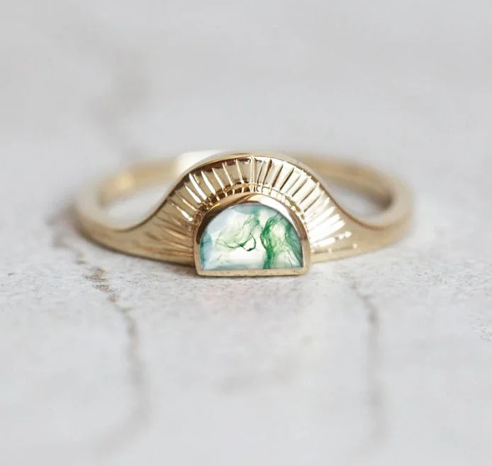 Jewelry Deals That Outshine The Rest Cyra moss agate half moon ring sunset ring