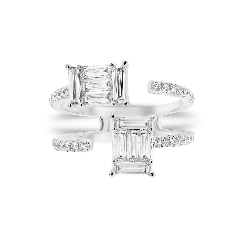 Discounted Jewelry For A Glamorous Look Diamond Baguette Double Claw Ring