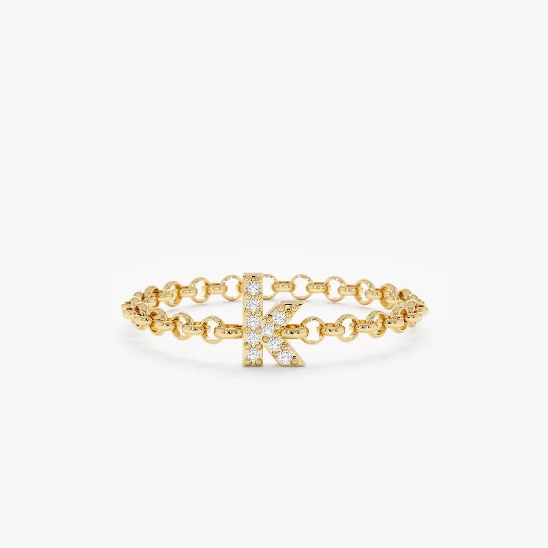 Discounted Jewelry For A Glamorous Look Diamond Letter Chain Ring, Mavis