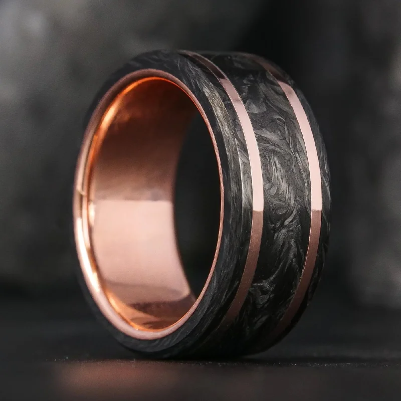 Dazzle With Discounts – Shop Jewelry On Sale Forged Carbon Fiber and Gold Ring