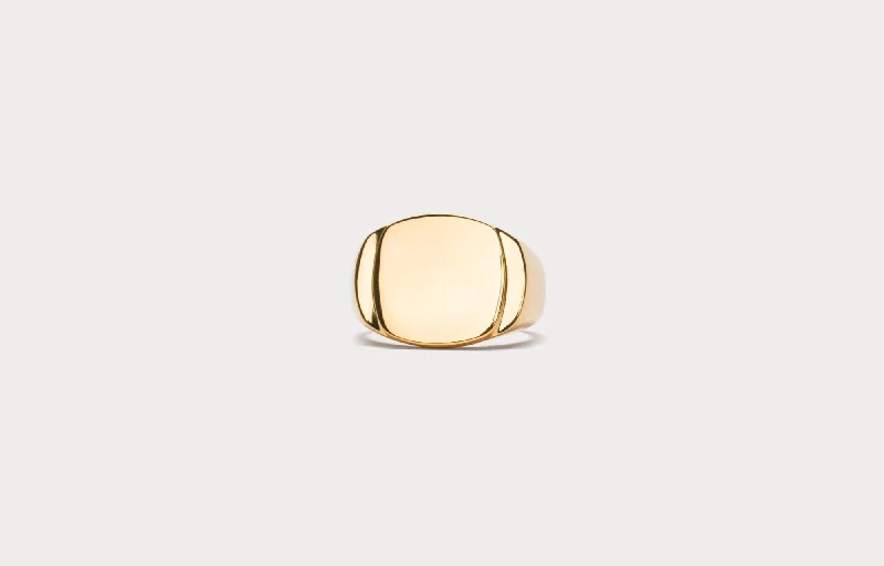 Trendy Minimalist Jewelry For Everyday Wear IX Cushion Polished Gold Plated Ring