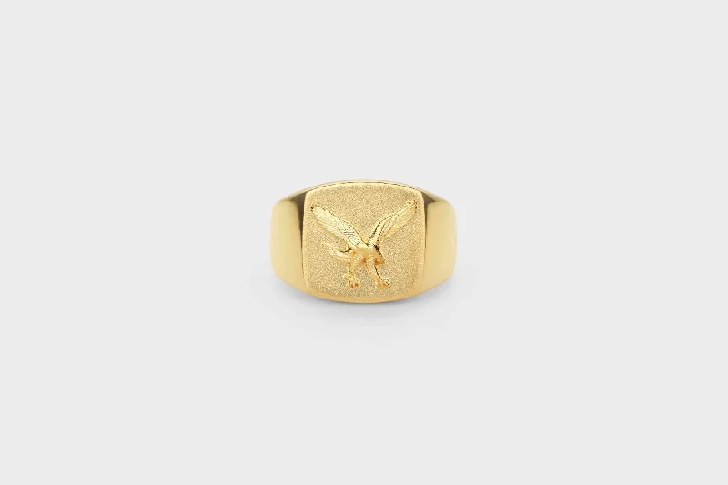 Luxury Jewelry Now At Special Promotional Rates IX Eagle Signet Gold Plated Ring