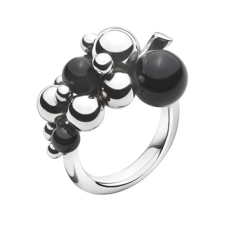 Limited-Time Offer On Elegant Jewelry Pieces Small Black Moonlight Grapes Silver Ring