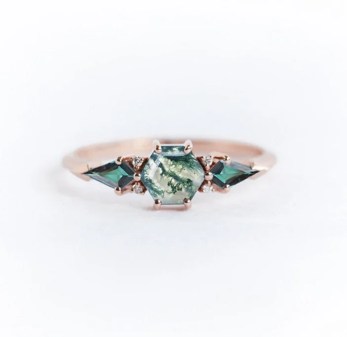 Limited-Time Jewelry Sale – Elegant Styles At Less Brooklyn Hexagon Moss Agate Ring