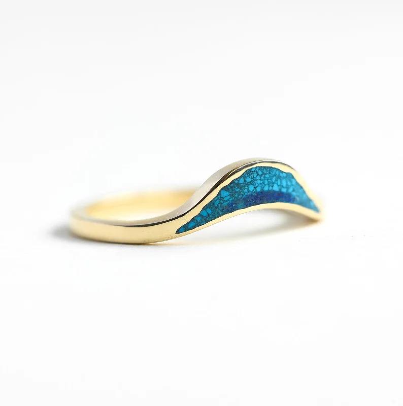 Once-A-Year Jewelry Sale – Grab Your Favorites Now Ocean Ring, Lake Ring, Unique Curved Inlay Band