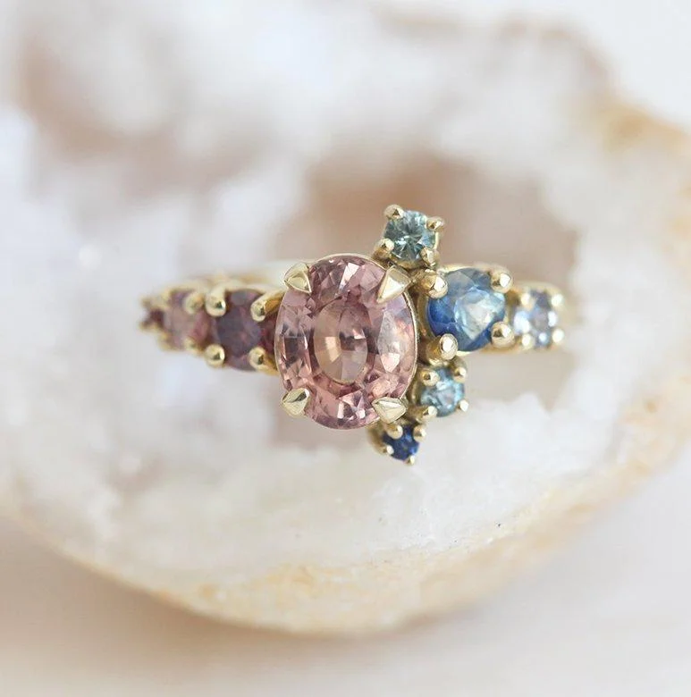 The Perfect Jewelry Piece At The Perfect Discount Brenda Peach Sapphire Cluster Ring