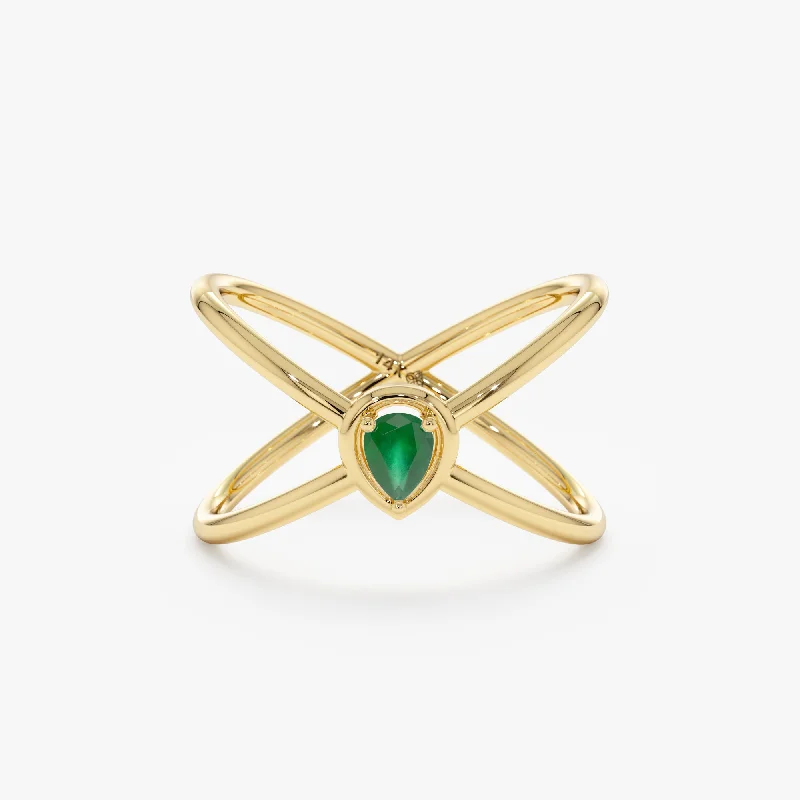 Seasonal Jewelry Deals – Elevate Your Style Pear Cut Emerald X Ring, Hadley