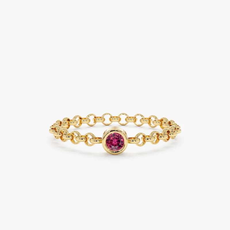 Affordable Gold-Plated Jewelry For Modern Fashion Pink Tourmaline Chain Ring, Adriana