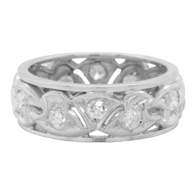 Shop Dazzling Jewelry With Special Promotional Discounts Platinum Old Mine Diamond 6.85mm Open Work Eternity Band 0.60ctw G VS-SI Sz 5.5