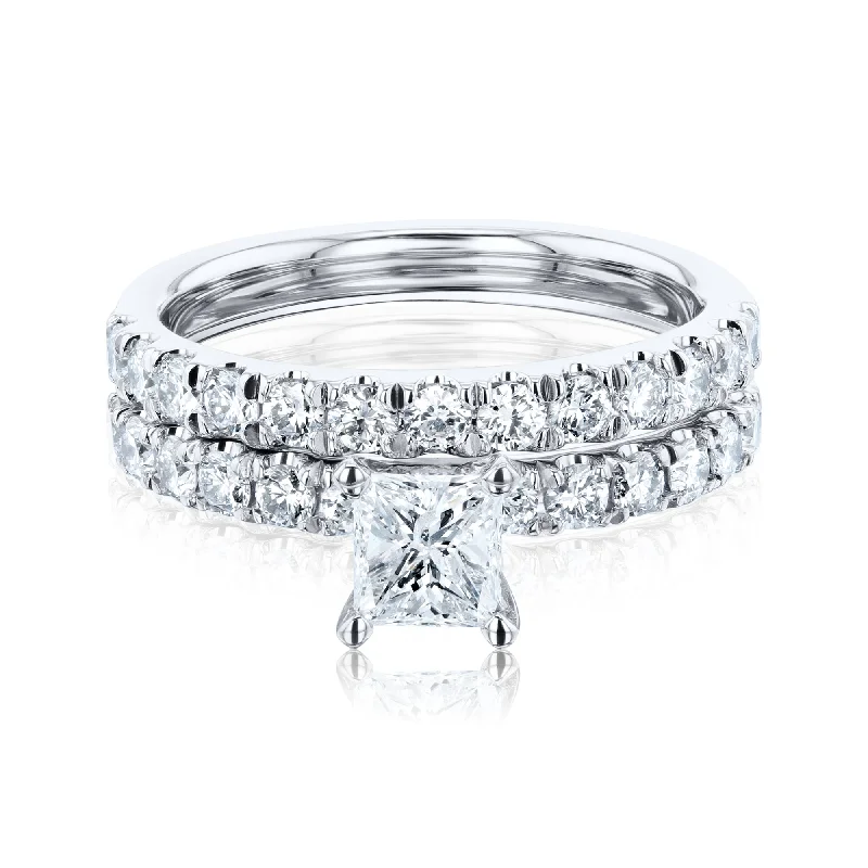 Timeless Beauty, Unbeatable Deals – Jewelry Sale On 1-1/2ct.tw Princess Diamond French Pavé Bridal Set