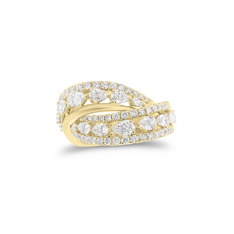 Shop High-Quality Jewelry At Jaw-Dropping Discounts Round & Pear-Shaped Diamond Crossover Ring